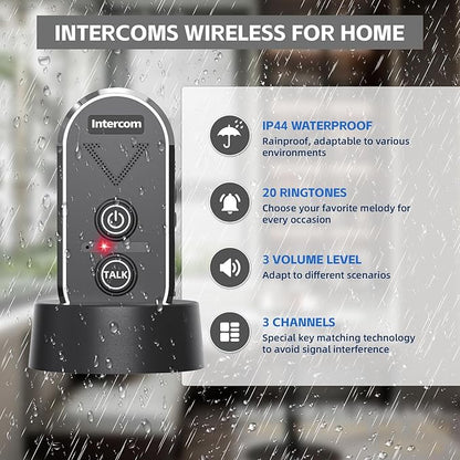 PANDAAR Doorbell Wireless for Home, Wireless Intercom System 4900ft Long Range,Two Way Intercom Doorbell with 3 Volume Levels,20 Ringtones,Intercoms for Home Classroom Business,2 Pack