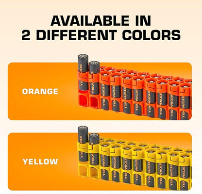 AA Battery Storage Caddy by Storacell, Orange - Holds 24 Batteries (Not Included)