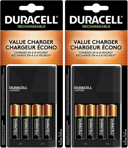 Duracell Ion Speed 1000 Battery Charger for AA and AAA Batteries, Includes 4 Pre-Charged AA Rechargeable Batteries, for Household and Business Devices (Pack of 2)