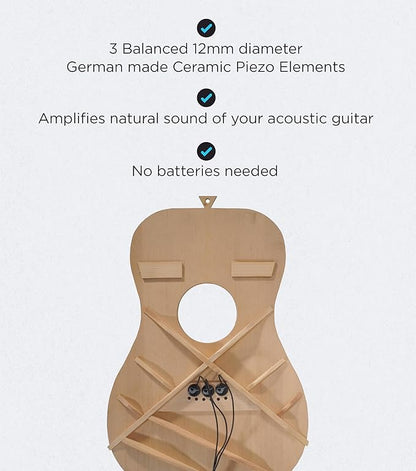 Journey Instruments Passive Piezo Acoustic Pickup – EP201KM Three Balanced German-made Passive Pickup Elements – Piezo Pickup for Acoustic Guitars (Ceramic)