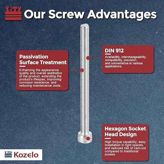 Kozelo 10pcs Socket Head Cap Screws - [M6-1 x 85mm] 304 Stainless Steel Allen Socket Drive for Electrical Motor 3D Printing Fan Engine Replacement Use, Silver