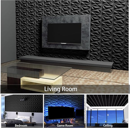 20 Pack 3D Textured Wall Panels – 12x12'' PVC Wall Coverings – Easy Install, Waterproof – Modern Accent Wall Decor for Living Room, Bedroom, Game Room – Covers 20 Sq.Ft.