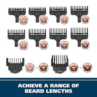Wahl USA Stainless Steel Lithium Ion 2.0+ Beard Trimmer for Men - Electric Shaver & Nose Ear Trimmer - Rechargeable All in One Men's Grooming Kit - Model 9864SS