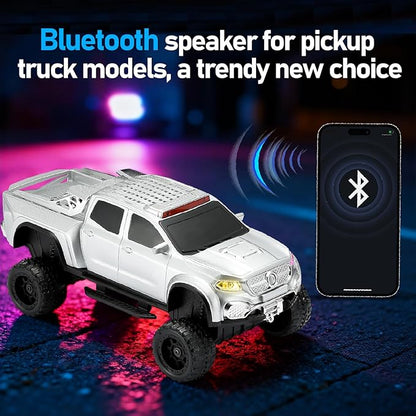WSTER WS-X65 Pickup Truck Replica Bluetooth Speaker – HD Sound, FM Radio, TWS Stereo, LED Party Lights, USB/TF Playback, Built-in Mic – Cool Portable Car Design Speaker for Outdoors & Home (Silver)