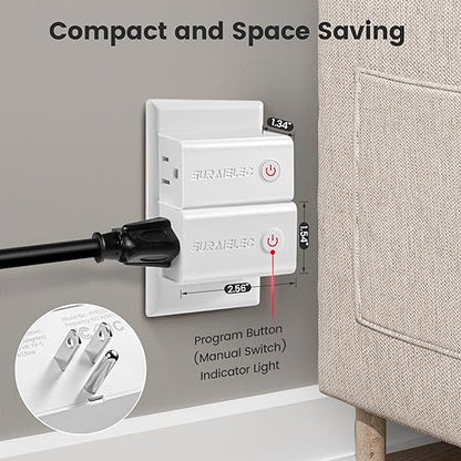 SURAIELEC 3 Way Wireless Light Switch, Remote Control Outlet, Decorator Rocker Wall Switch, 15 AMP, 100ft RF Range, No Wiring No WiFi, for Plug in Pendant Light, Lamp, Small Electrical Appliance