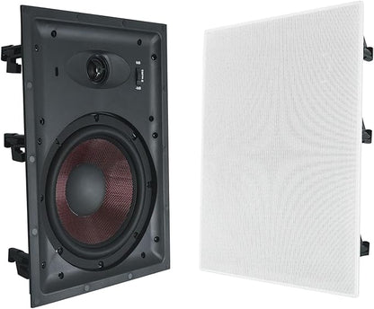 Rockville Pair WA858 320W in-Wall Speakers, 8" Kevlar Woofer, Silk Dome Tweeter, Magnetic Grilles, 2-Position Tweeter Control, 8-Ohm, for Home Theater & Whole-House Audio
