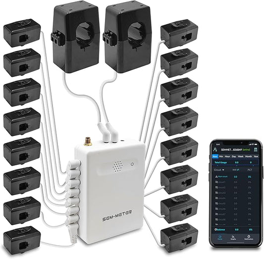 Smart Home Energy Monitor with 16 50A Circuit Level Sensors, Measure Power Usage in Real-Time, History with App (16 50A Circuit Level Sensors) - Compatible with Home Assistant