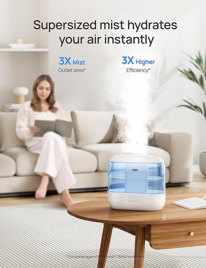DREO Smart Humidifiers for Bedroom, Top Fill 4L Supersized Humidifier Large Room with 28 dB, 36H Runtime, Touch/APP/Voice Control, Nightlight, Cool Mist Humidifiers for Baby, Plants, Indoor, Blue