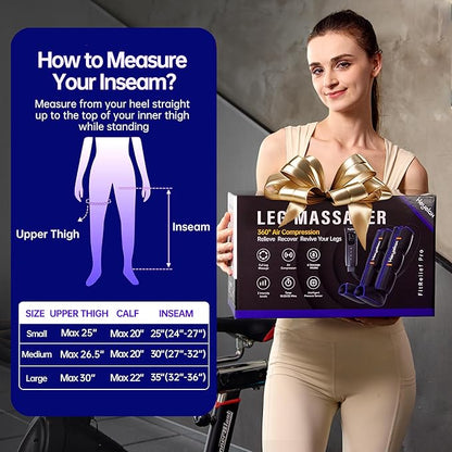 Heyelax Leg Compression Massager for Circulation and Pain Relief FSA, Recovery Boots Sleeve for Fast Therapy, Full Leg Massager as Ideal Gifts for Women Men(Large)