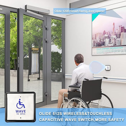 Olideauto Wireless Handicap Door Opener,Pair with 2PCS Wireless Capacitive Square Wave Switch Olide-512S,WiFi Function Available
