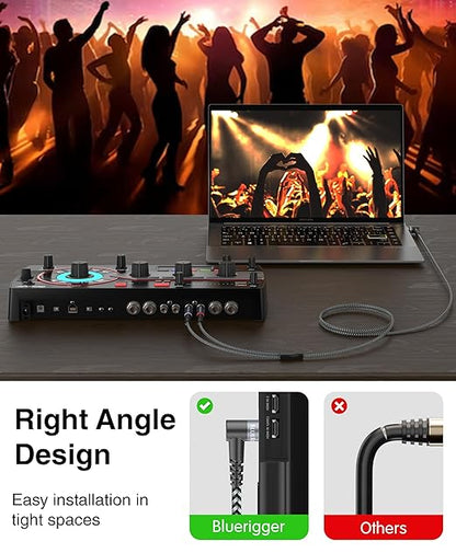 BlueRigger 3.5mm Aux to 2RCA Audio Cable (10FT, 90D Stereo Splitter Y 2RCA Male, Braided, 1/8" RightAngled TRS to RCA, Hi-Fi Sound, Metal Shell) - for Phones, Amplifiers, Tablets, Home Theater, HDTV