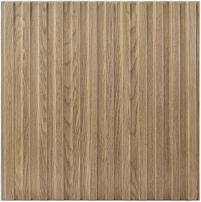 Art3d Slat Wall Panel, 3D Fluted Textured Panel 12-Tile 19.7 x 19.7in. - Walnut
