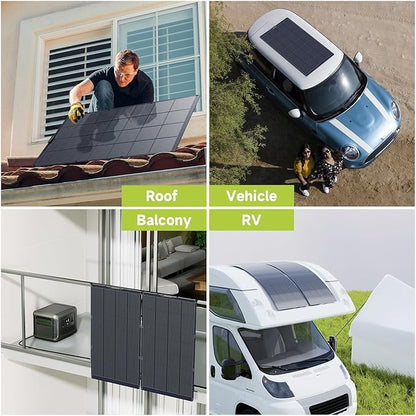 ALLPOWERS SF200 200W Flexible Solar Panel,Ultra-Thin 3mm Bendable Monocrystalline Solar Charger,25% Efficiency IP68 Waterproof for RV Roof,Camping,Marine Use,Compatible