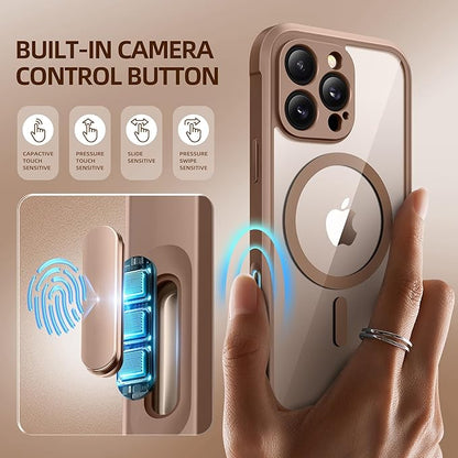 BERFY Magnetic for iPhone 16 Pro Case, Compatible with MagSafe, Built-in Privacy Screen Protector and Upgraded Camera Protection, Anti-Spy Full Body Shockproof Phone Case for 16 Pro 6.3", Desert Gold