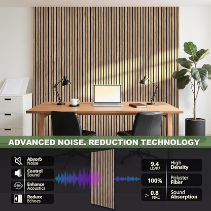 Acoustic Wall Panels, 2 Pack Wood Slat Wall Panel, Soundproof Wall Panels, 3D Textured Wall Decor for Ceiling and Wall, 23.6" x 47.2", in Walnut Finish