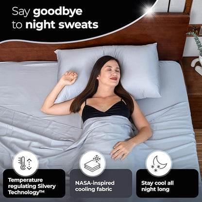 Silvery Silver Infused Bed Sheets Set - Award-Winning Self-Cooling Fabric with Self-Cleaning Silvery Technology™ That Stays Fresh 3X Longer for Hygienic Sleep (Gray, King)