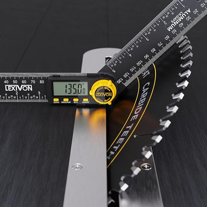 LEXIVON Aluminum Digital Angle Finder Gauge, 5-inch/130mm Multi-Purpose Protractor, Includes XL Display and Rugged Zippered Pouch (LX-DAF5)