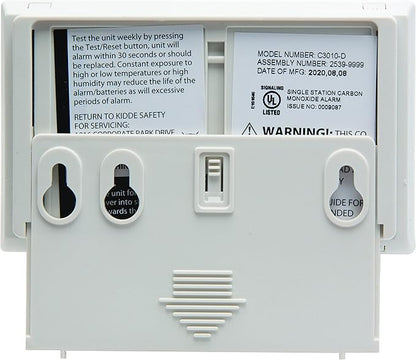 Kidde Carbon Monoxide Detector with 10-Year Battery, Digital Display, 3 LEDs, Replacement Indicator, Peak Level Memory