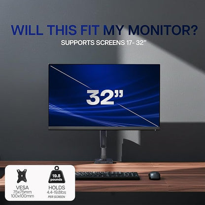 VIVO Single 17 to 32 inch Monitor Height Adjustable Counterbalance Mechanical Arm Desk Stand, Classic, Universal VESA Mount, STAND-V001O