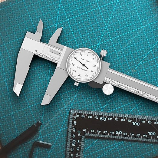HDLNKAK Dial Caliper Shockproof Dial Caliper Precision Caliper with Watch 0-9" Range, 0.001” Resolution 6 Inch with 0.001" Precision Calipers 4-Way Measurement with Plastic Case