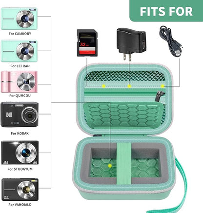 Carrying & Protective Case for Digital Camera, AbergBest 21 Mega Pixels 2.7" LCD Rechargeable HD/Kodak Pixpro/Canon PowerShot ELPH 180/190 / Sony DSCW800 / DSCW830 Cameras for Travel - Light Green