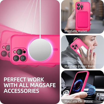 BERFY Magnetic for iPhone 16 Pro Case, Compatible with MagSafe, Built-in Privacy Screen Protector and Upgraded Camera Protection, Anti-Spy Full Body Shockproof Phone Case for 16 Pro 6.3", Hot Pink