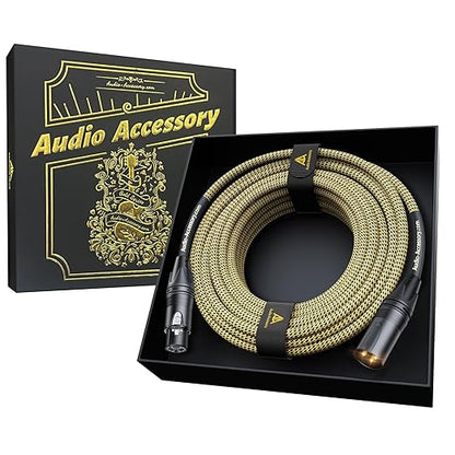 AA AUDIO ACCESSORY Gold Series Star Quad XLR Cables 20ft, Neutrik Connectors, 19AWG Microphone Cable, Kevlar-Reinforced Nylon Braided Handmade Mic Cable, 100% Coverage OFC Braid and Al-Foil Shielding