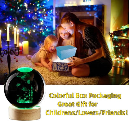 Conalisk 3D Underwater World Crystal Ball Lamp,Lifelike LED Fish Crystal Night Light,16 Colors Changing Light,Dimmable Remote Control,Desk Ocean Lamp (N)