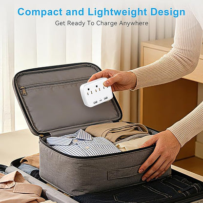 Penemay Multi Plug Wall Outlet Splitter With USB, Multiple Outlet Extender Surge Protector With 3 USB Ports(1 USB C PD20W), Electrical Outlet Adapter Extension for Travel Home Office Dorm 2 Pack White