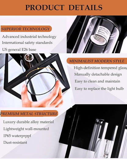 LWSOY Dusk to Dawn Outdoor Lights, Waterproof Porch Lights 2 Pack, Exterior Lighting Fixtures with Cylinder Lampshade, LED Wall Sconce Light for House Porch Patio Front Door Garage.