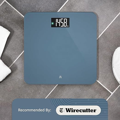 Greater Goods AccuCheck Digital Scale for Body Weight - Accurate Digital Bathroom Scale with High-Precision Sensors, Large Easy-to-Read Backlit Display, 400 lb Capacity, Auto Step-On (Stone Blue)