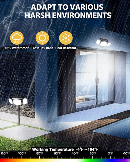 HAARAY Solar Motion Sensor Outdoor Lights with Stakes, In-Ground or Wall Mount, 270° Wide Angle Illumination, 208 LED Solar Powered Security Flood Lights, IP65 Waterproof, 2 Pack