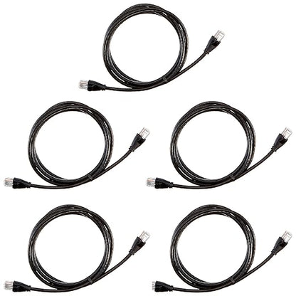 Amazon Basics RJ45 Cat 6 Ethernet Patch Cable, 1Gpbs Transfer Speed, Gold-Plated Connectors, 5 Foot - Pack of 5, Black