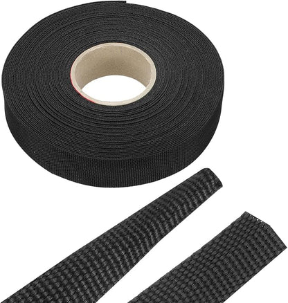 MECCANIXITY Braided Cable Sleeves Heat Shrinkable Fabric Sleeving, 7/8" 60ft Black 2:1 Ratio Heat Shrinkable Cord Protector for Harness Cable, Network Cable Protection, Cable Management