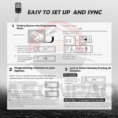 2 for Genie & Overhead Door Garage Door Opener Remote G3T-R G3T-A O3T-BX O3T-A【10-Year-Warranty】
