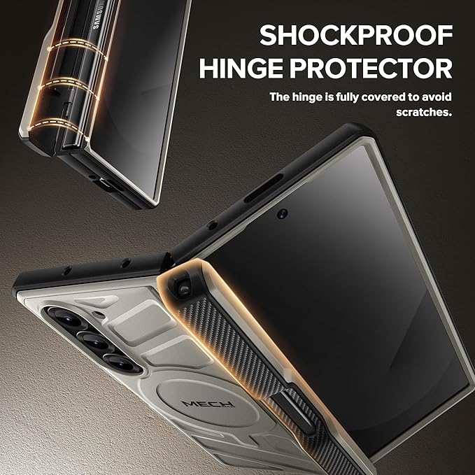 TONGATE for Samsung Galaxy Z Fold 6 Case with Privacy Screen Protector, [Compatible with MagSafe][Anti Spy] Shockproof Z6 Phone Case, Built-in Kickstand & Belt Clip & S Pen Holder for Z Fold 6, Tigray