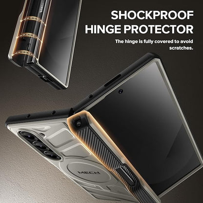 TONGATE for Samsung Galaxy Z Fold 6 Case with Privacy Screen Protector, [Compatible with MagSafe][Anti Spy] Shockproof Z6 Phone Case, Built-in Kickstand & Belt Clip & S Pen Holder for Z Fold 6, Tigray