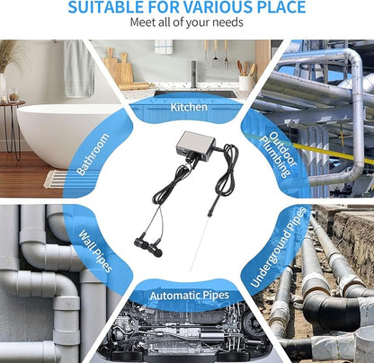 Water Leakage Detector, Underground Water Pipe Leak Detector Monitor with Intelligent High Sensitivity for Site Construction, Car Maintenance and Pipeline Locator