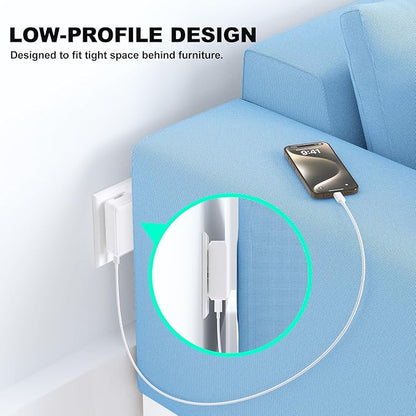 Flat USB Wall Charger, Excgood 40W 4Port USB and USB C Fast Charging Block PD+QC Foldable Wall Plug Power Adapter Multiports for iPhone 16 15 14 13 iPad Galaxy S24 A54 Android Watch Earbuds-3Pack