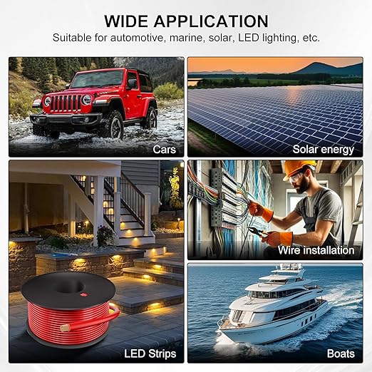 12 Gauge Electrical Wire 2 Pack Total 200 ft-Black 100 ft and Red 100 ft Soft Flexible Copper-Clad Aluminum(CCA) 12 AWG PVC Wire for Lamp, Household Appliances RC Toys, Models, Auto, Electronics