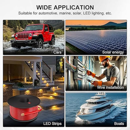 18 Gauge Electrical Wire 2 Pack Total 200ft-Black 100 ft and Red 100 ft Soft Flexible Copper-Clad Aluminum(CCA) 18 AWG PVC Wire for Lamp, Household Appliances RC Toys, Models, Auto, Electronics