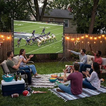 Wootfairy Projector Screen with Stand, 200 inch Portable and Foldable Projection Screen 4K HD 16:9 Rear Front Wrinkle-Free Movie Screen with Carry Bag for Indoor Outdoor Home Theater Backyard Cinema