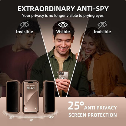 BERFY Magnetic for iPhone 13 Pro Max Case, Compatible with MagSafe, Built-in Privacy Screen Protector and Upgraded Camera Protection, Anti-Spy Full Body Shockproof Phone Case for 13 Pro Max 6.7",Brown