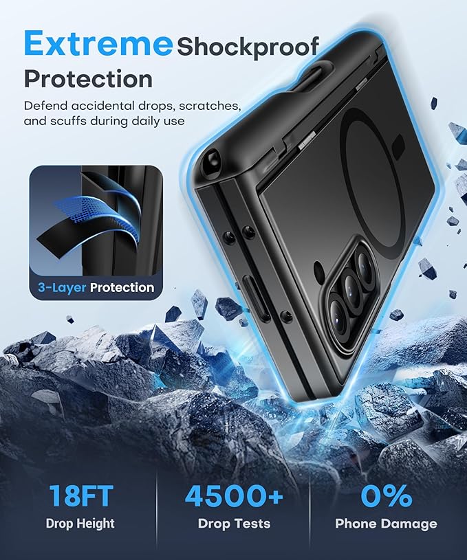 BERFY Magnetic for Samsung Galaxy Z Fold 6 Case with Privacy Screen Protector, [Compatible with MagSafe][Anti Spy]Built-in S Pen Holder & Kickstand, Full-Body Shockproof Phone Case for Z Fold 6, Black