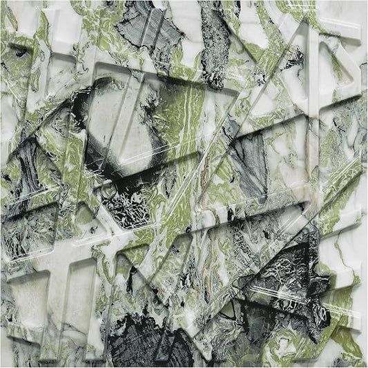 LEVOWAY 33 Pack 3D Wall Panels for Interior Wall Decor, 12''x12'' Ice Green Marble Effect Accent Textured Wall Panels, Wall Covering Panles for Living Room, Gaming Room, TV Background, Cover 32 Sq.Ft