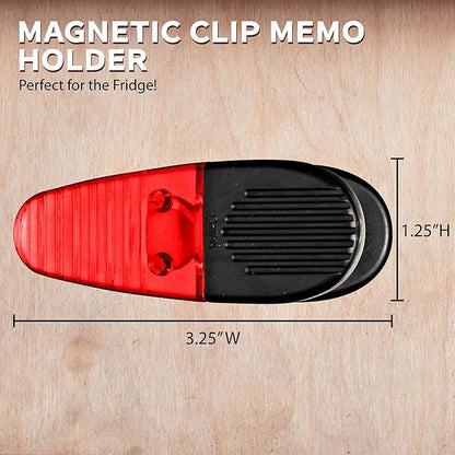 10 Magnetic Memo Holders Set - Large Clip, Plastic - TRed