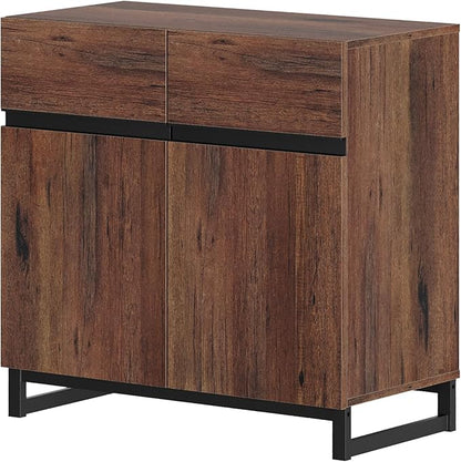 Wampat Modern TV Stand for 40 inch TVs, Entertainment Center Console with Adjustable Shelves and Metal Base for Living Room, Bedroom, Brown