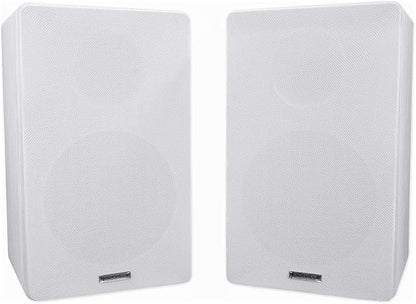 Rockville 2 RockShelf 68W 400w White 6.5" Home Theater Bookshelf Speakers/8 Ohm