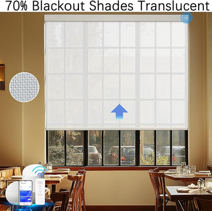 COOLWINDS Motorized Blinds with Remote Cordless Automatic Motorized Shades Custom Blinds for Windows Smart Curtains Compatible with Alexa Google Home(3% Solar White,Custom)