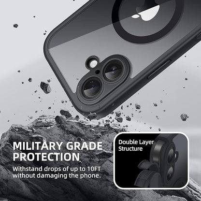 BERFY Magnetic for iPhone 16 Plus Case, Compatible with MagSafe, Built-in Privacy Screen Protector and Upgraded Camera Protection, Anti-Spy Full Body Shockproof Phone Case for 16 Plus 6.7", Black